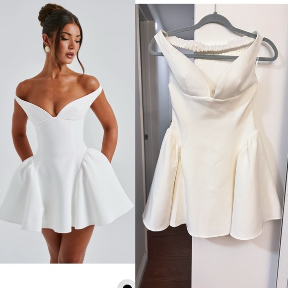 Baby Boo Dresses & Skirts - BABYBOO MARLA MINI DRESS - IVORY Elegant Off-Shoulder White Dress S